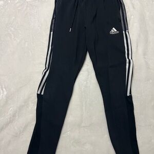 Adidas Kids Black Joggers with White Stripes